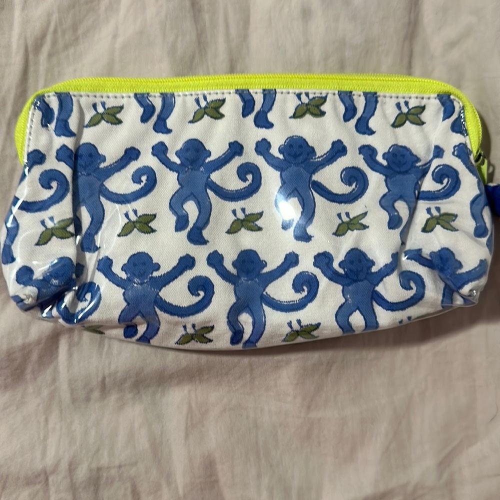 Roller Rabbit original monkey print makeup bag.